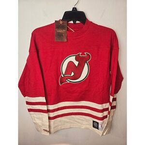 New Jersey Devils Mitchell & Ness Youth Chainstitch Heavyweight Long Sleeve Red